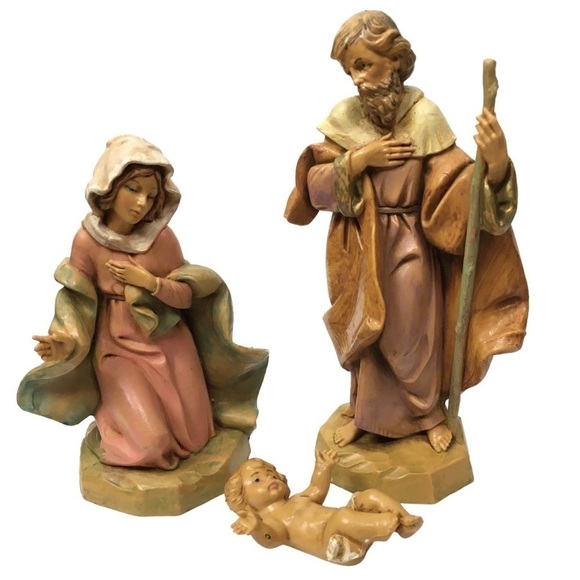 VINTAGE 90s Fontanini Nativity Figurines Holy Family Joseph Mary Baby Jesus 1991 - Picture 16 of 16
